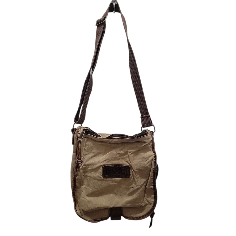 Duluth Trading Co. Oil Canvas Leather Trim Tan Brown Expandable Day Tote Bag